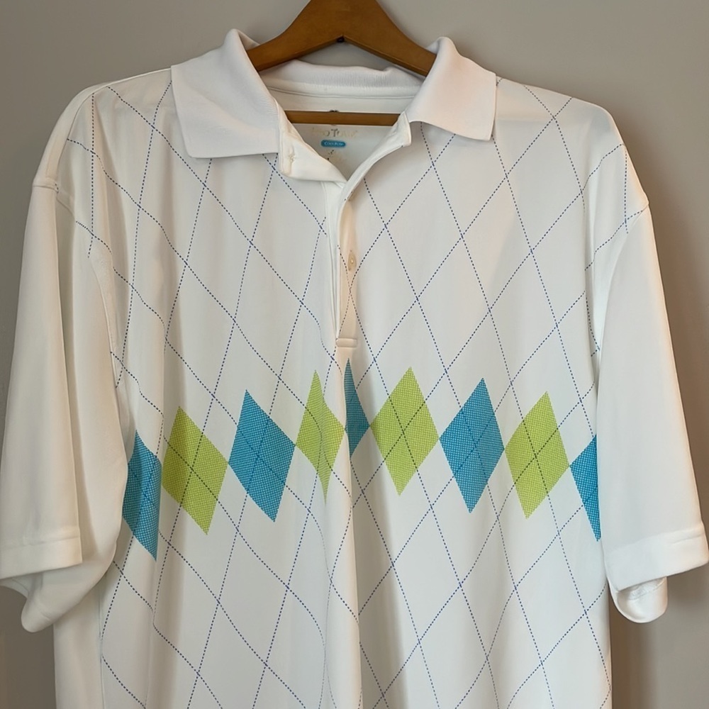 Pro Tour Golf Polo Shirt SZ XL White with Pattern Moisture Wicking Breathable - Picture 3 of 10